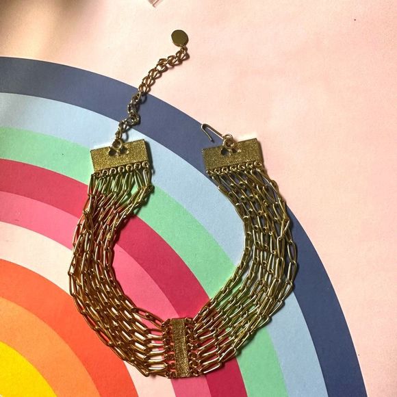 CHOKER Gold tone multi chain EUC - Picture 2 of 6